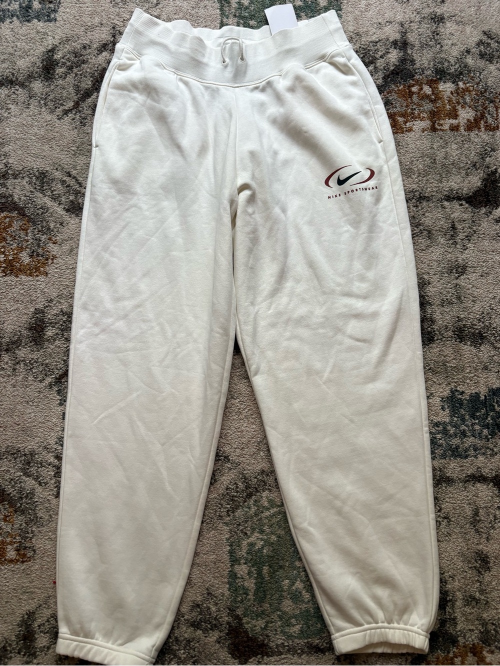 Nike Off-White Fleece Jogger Pants with Maroon Swoosh